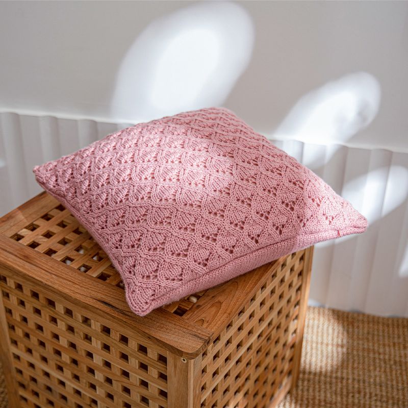 GENERICO - Funda Cojín 45x45 Larentia Boho Lace Shell Decorativo Color Rosa