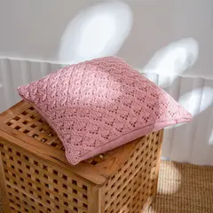 L LARENTIA - Funda Cojín 45x45 Larentia Boho Lace Shell Decorativo Color Rosa
