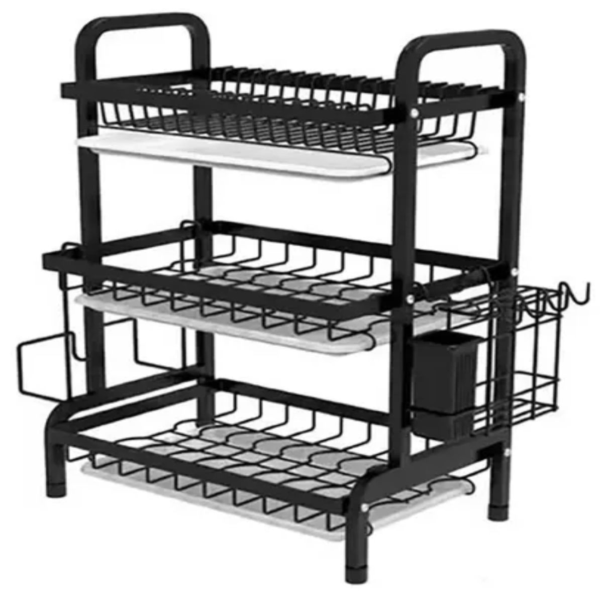 GENERICO - Secador Escurridor De Loza Platos 3 Niveles / Negro