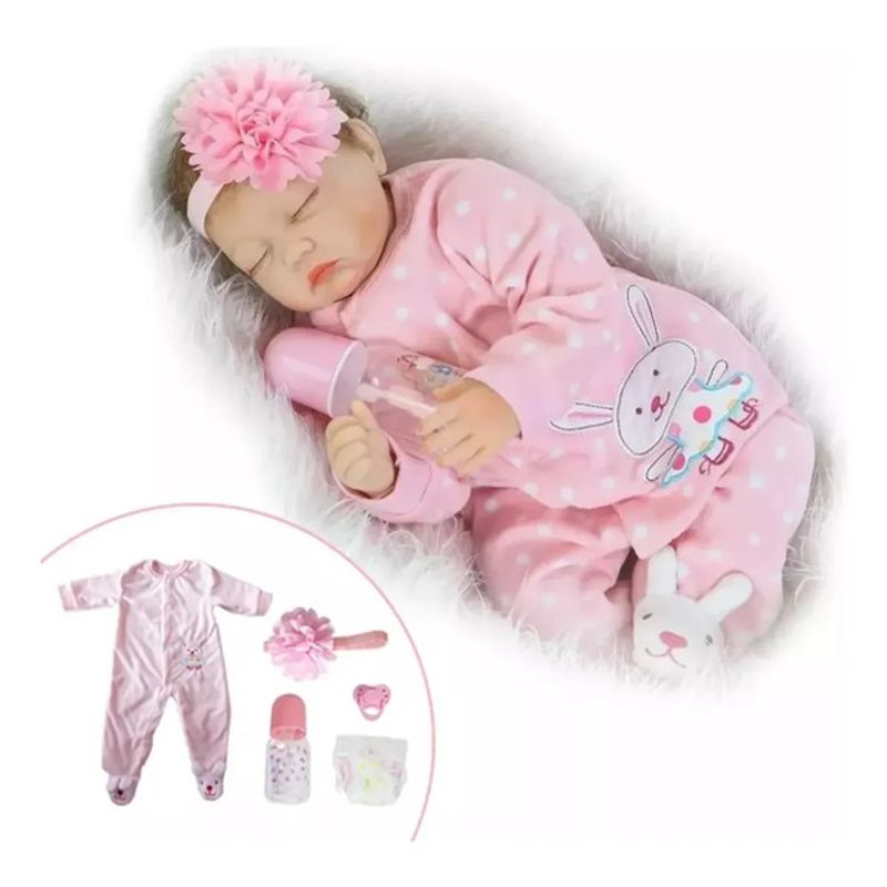 GENERICO - 55cm Muñeca De Bebé Reborn Bebé Niña De Silicona Y Algodón