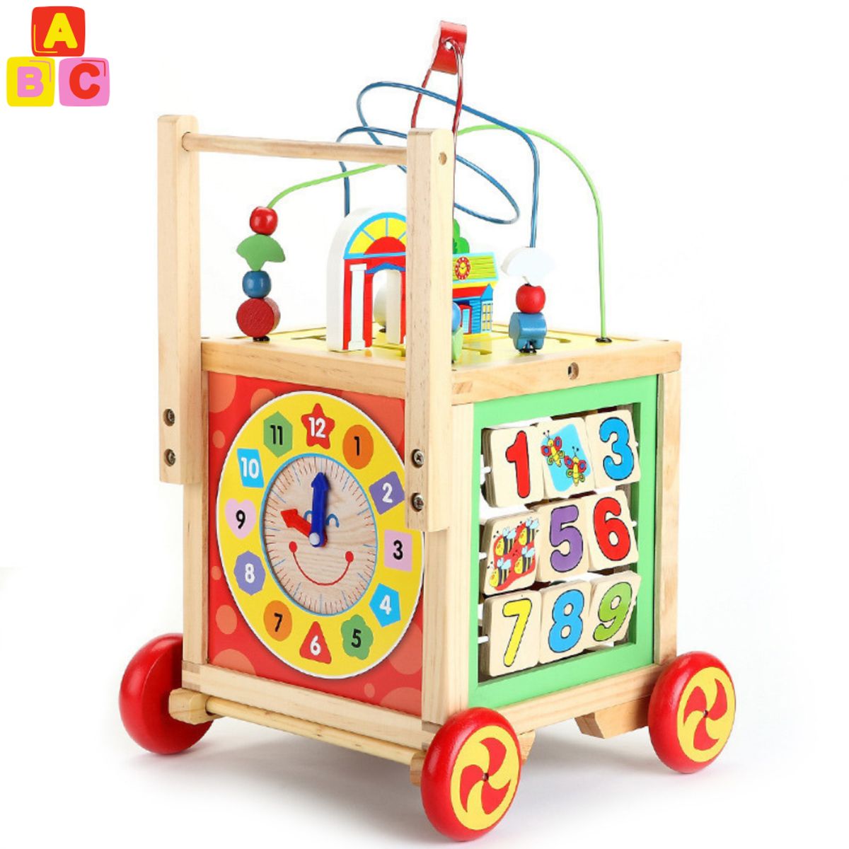 ABC - Carro Caminadora Multifuncional de Madera  Juego Montessori