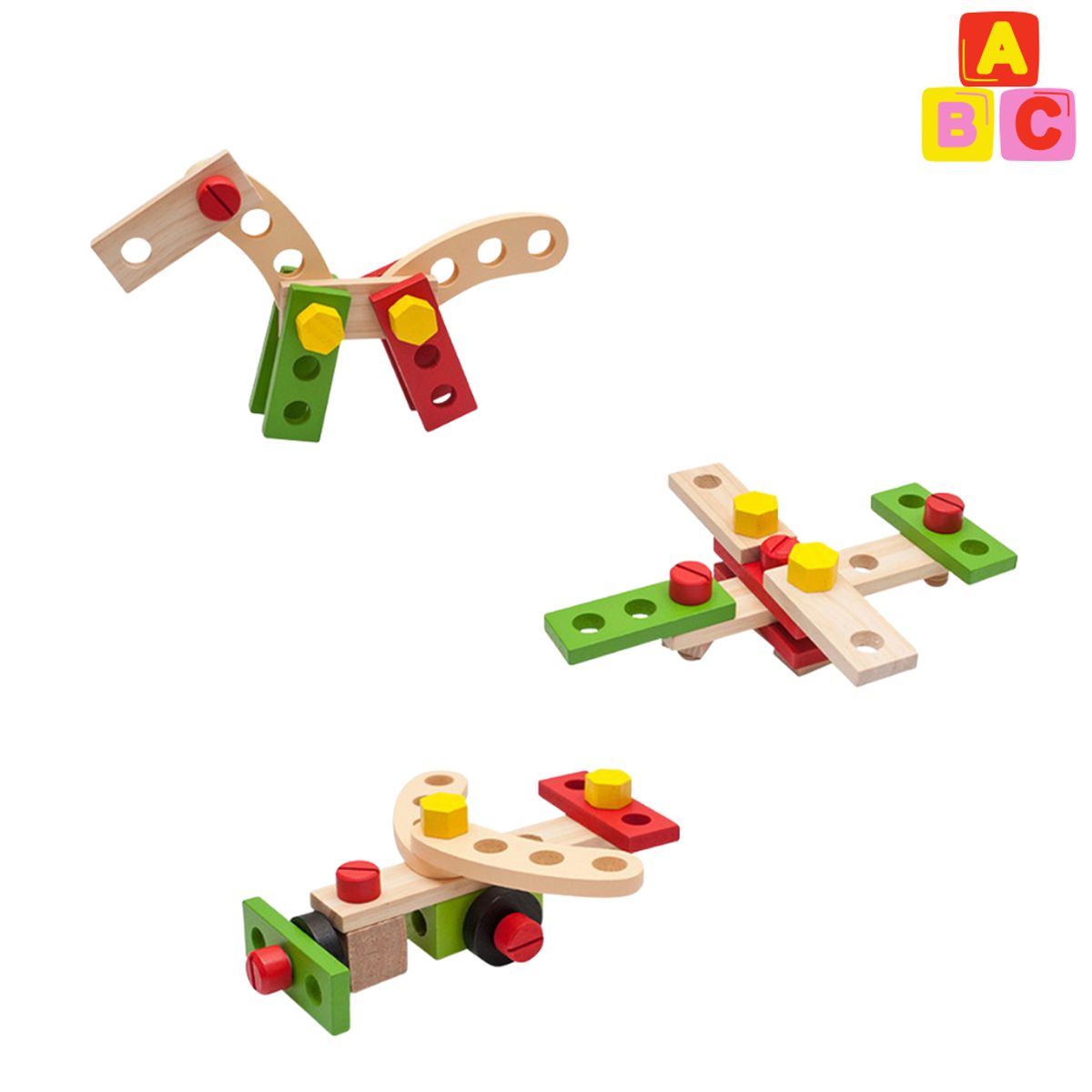 ABC - Set de Construcción Creativa en Madera  Juego Montessori