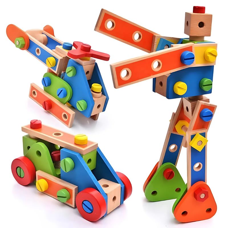 ABC - Set de Construcción de Madera Juguete Educativo Montessori