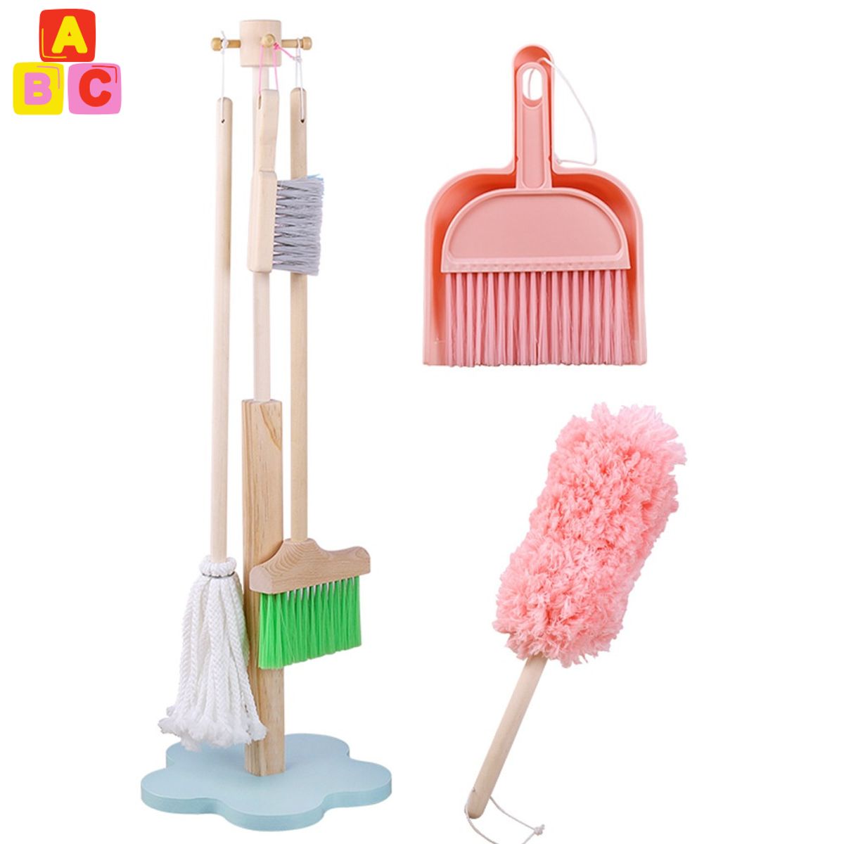 ABC - Set de Limpieza Infantil de Madera Juego de Imitación