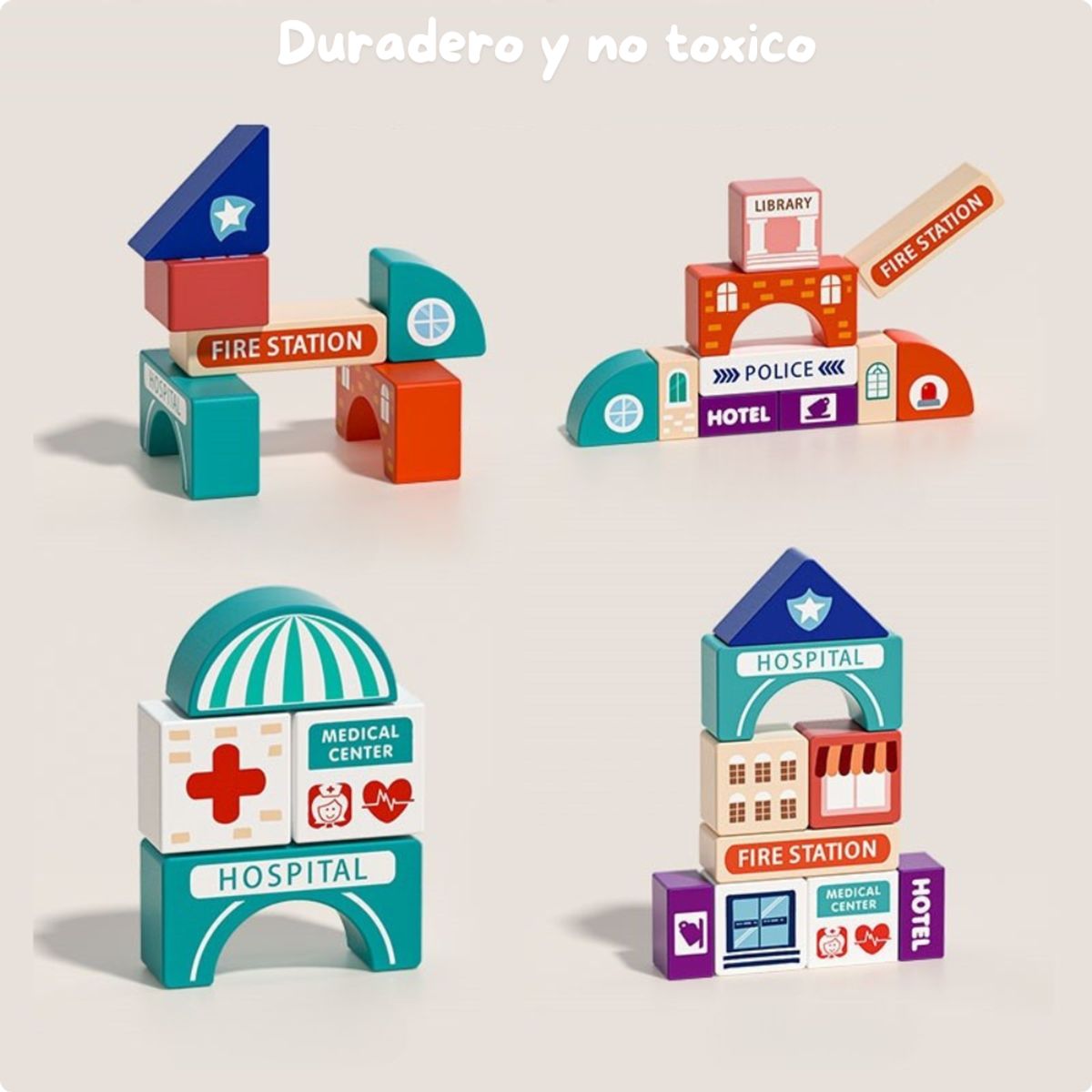 ABC - Ciudad de Madera 3 en 1 – Juego de Construcción y Transporte