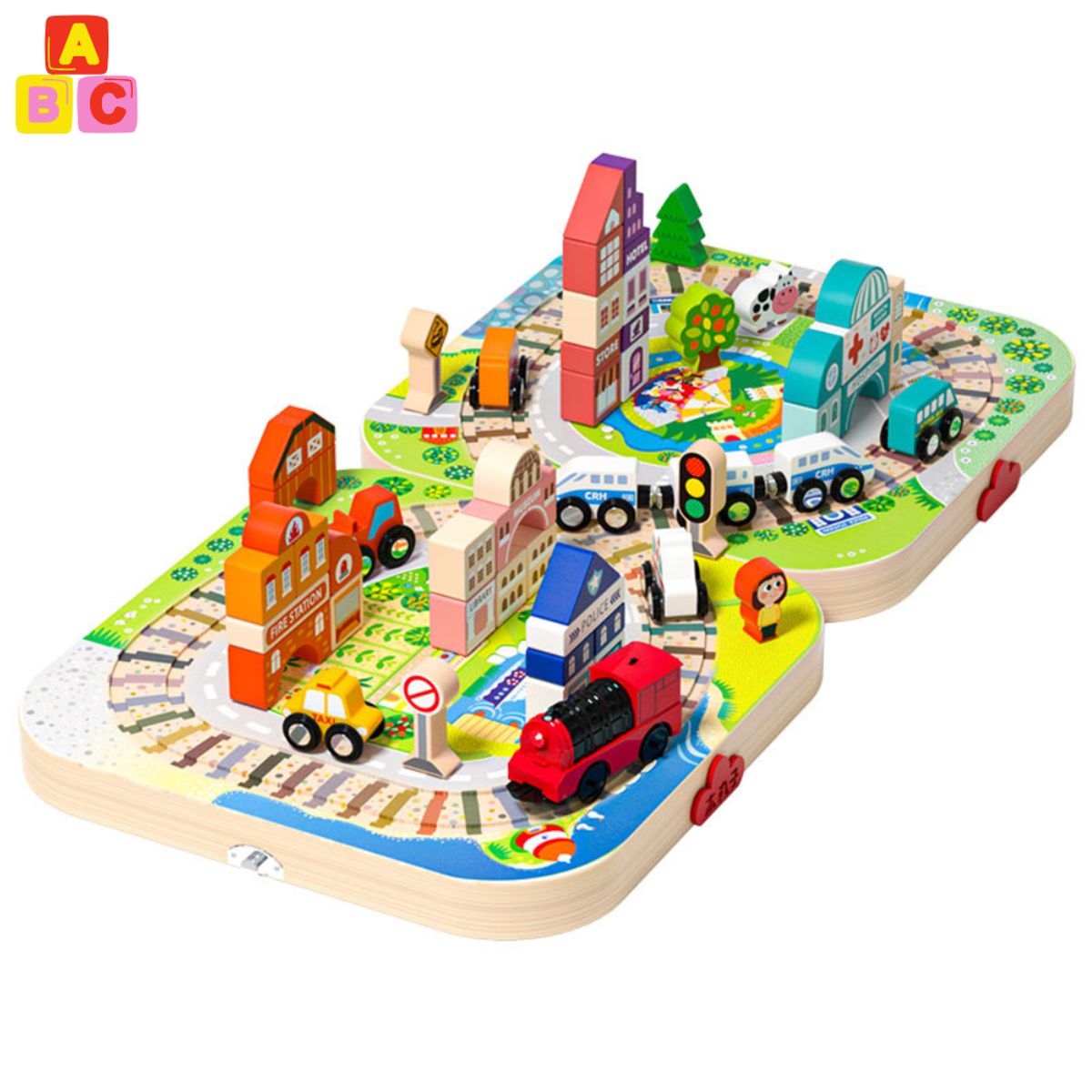 ABC - Ciudad Didáctica de Madera – Maleta de Juego 2 en 1