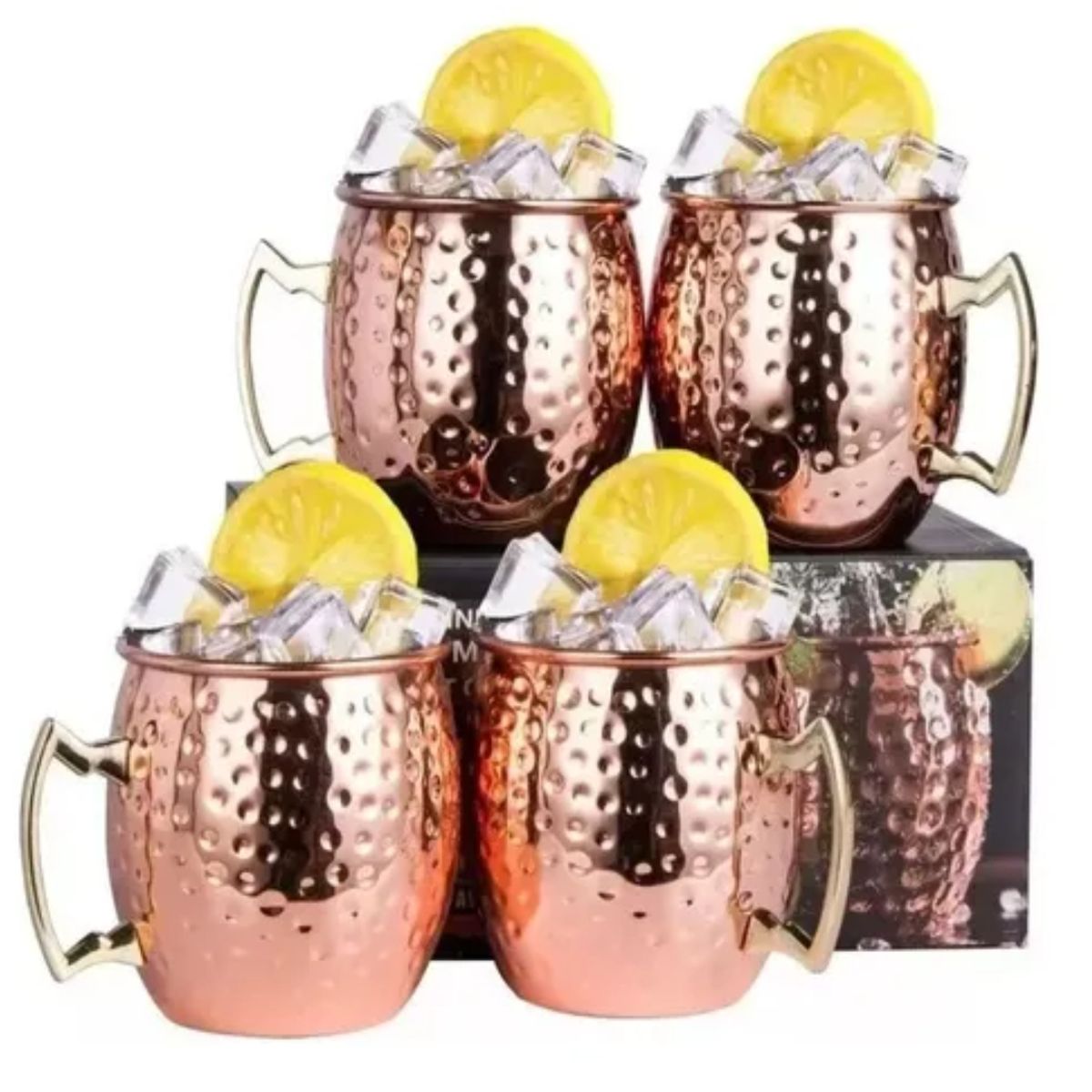 GENERICO - Set 4 Vasos Cobre 550ml Premium Coctel Tragos