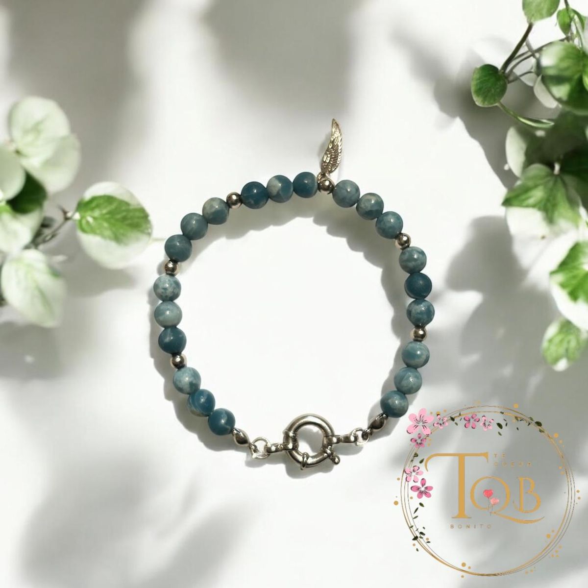 GENERICO - Pulsera Larimar timón plata 925