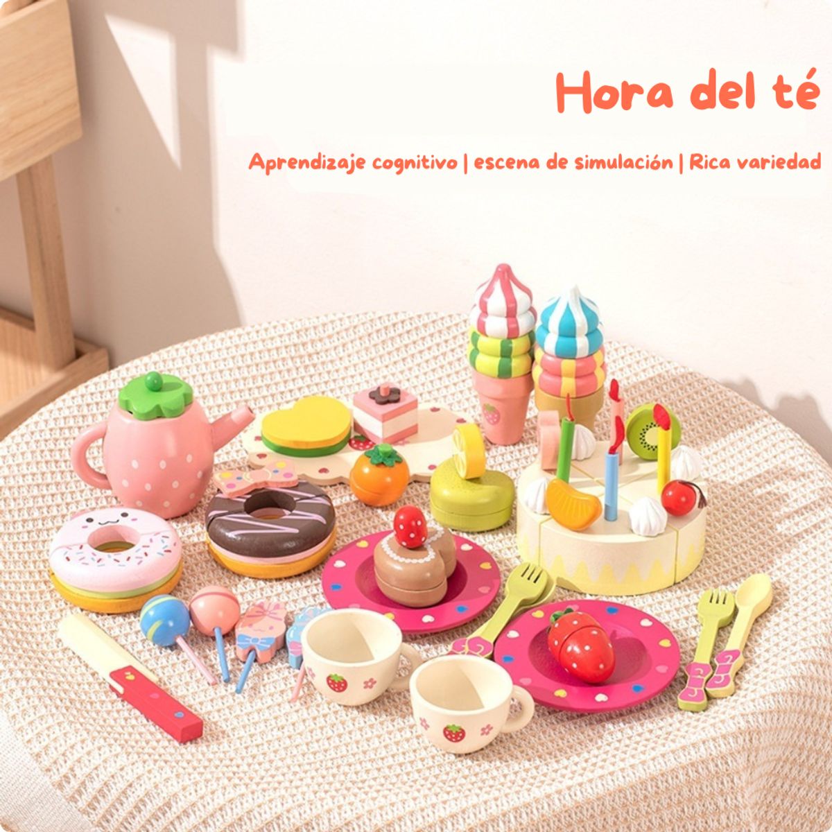 ABC - Set de Postres de Madera Juego de Té y Repostería para Niños