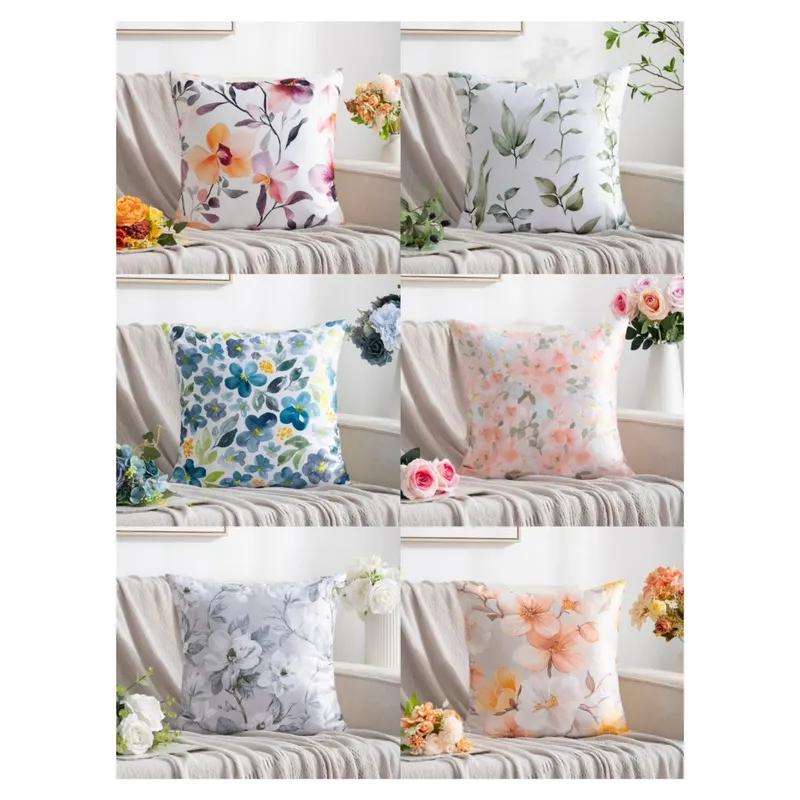 GENERICO - Funda Cojín de Seda Relleno 45 x 45 cm - Damasco Flores M3