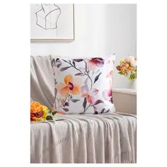 GENERICO - Funda Cojín de Seda Relleno 45 x 45 cm - Flores Moradas M5