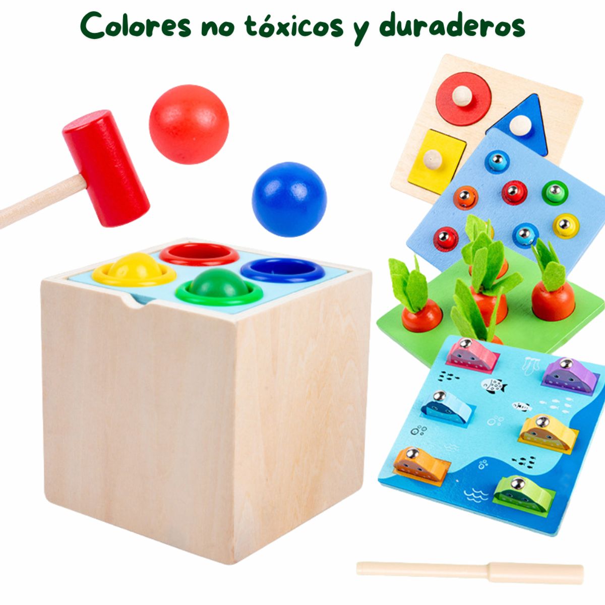 ABC - Set de Juegos Montessori 5 en 1 - Madera de Haya