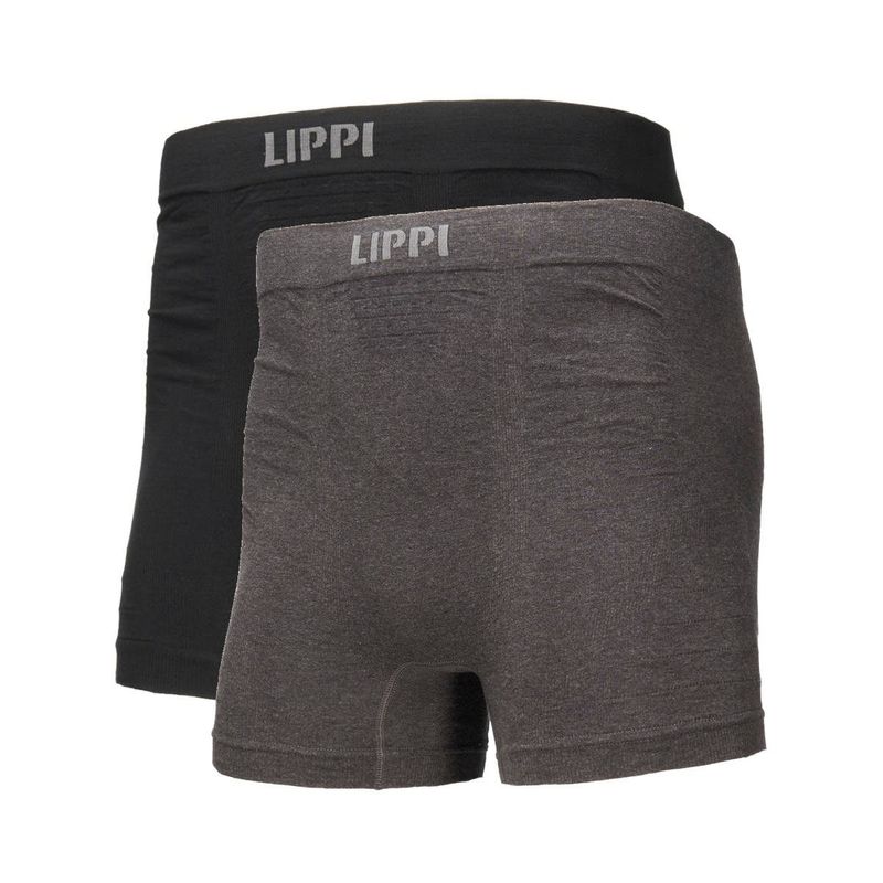 LIPPI - Ropa Interior Hombre Pack Skintec Seamless Boxer Negro y Gris Oscuro Lippi