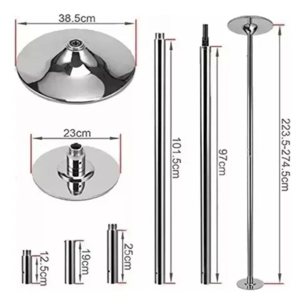 GENERICO - Barra Profesional Pole Dance Fitness Portátil Fijo-giratorio