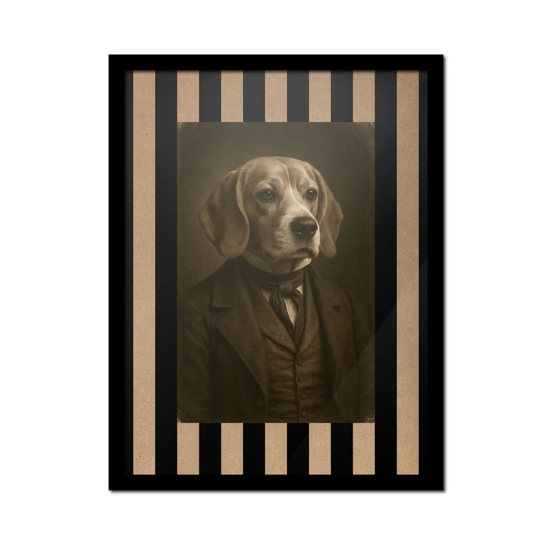 GENERICO - Beagle de Estudio  Siglo XIX 30x40 cm con marco negro