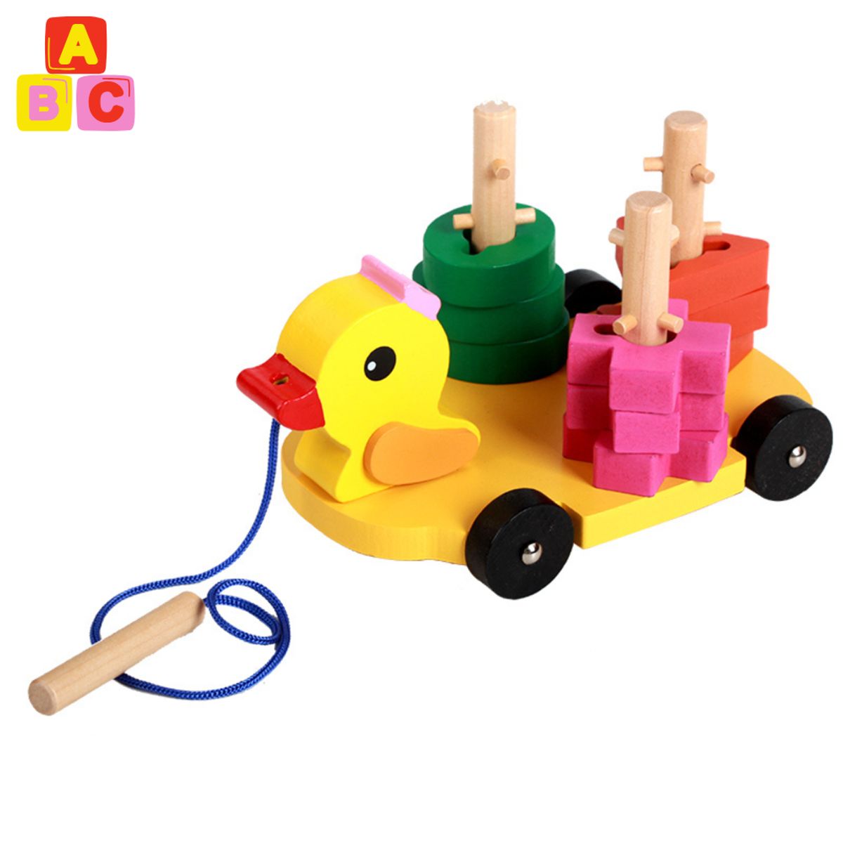 ABC - Juguete de Arrastre Patito con Figuras Apilables