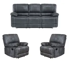 DANIELS - Living Reclinable 3 Cuerpos - Castle Gris + 2 Bergers SET98023GR
