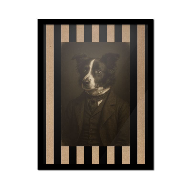 GENERICO - Border Collie Victoriano  Cuadro 30x40 cm con marco negro