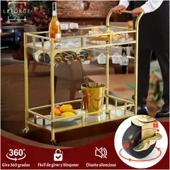 LEFORGE - Carro Bar Cocina Organizador Con Asa Ruedas 2 Niveles Acero