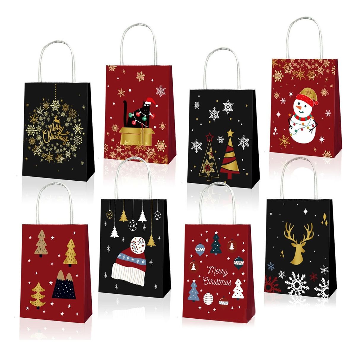 EDWINAYY - Pack 12 Bolsas Kraft Premium Regalo Navidad 21*16*8 Cm
