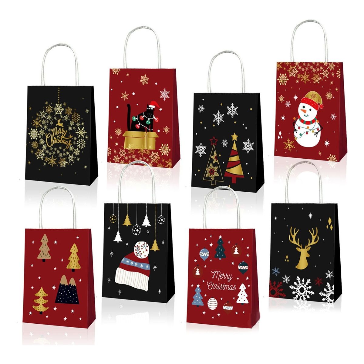 EDWINAYY - Pack 12 Bolsas Kraft Premium Regalo Navidad 21*16*8 Cm