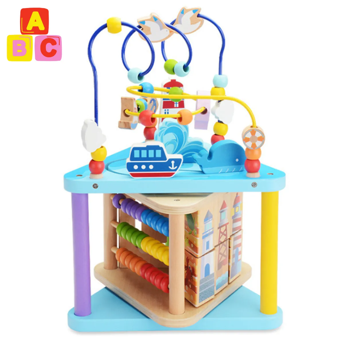 ABC - Centro de Actividades de Madera 5 en 1 Educativo Montessori