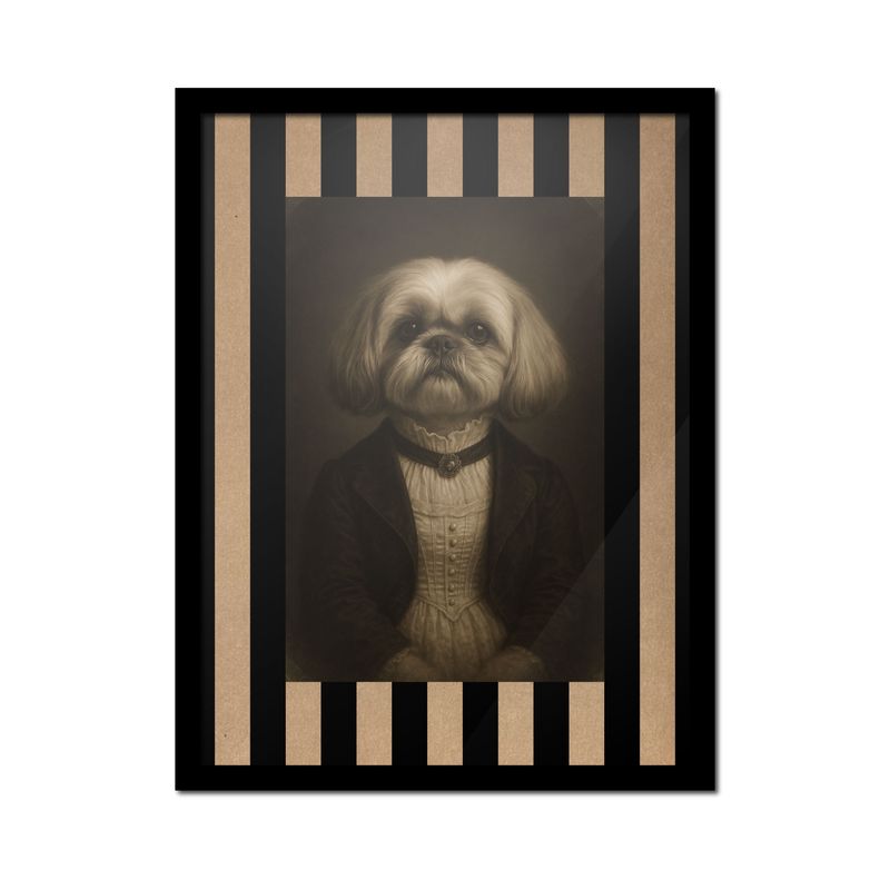 GENERICO - Shih Tzu Victoriana con broche  Cuadro 30x40 cm con marco negro