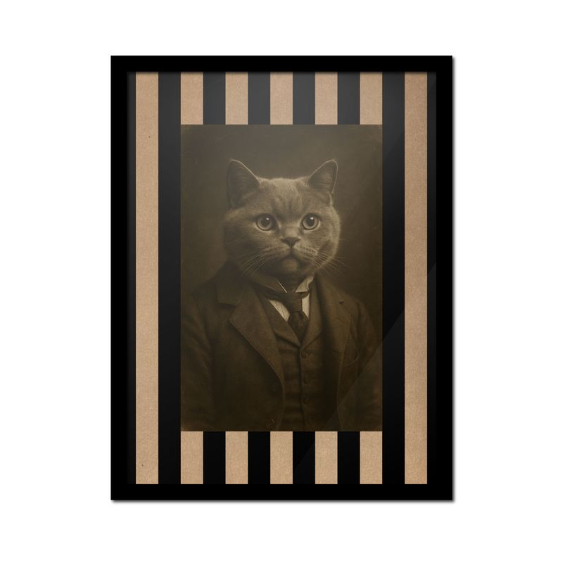 GENERICO - Retrato de British Shorthair 1840 – Cuadro 30x40 cm con marco negro
