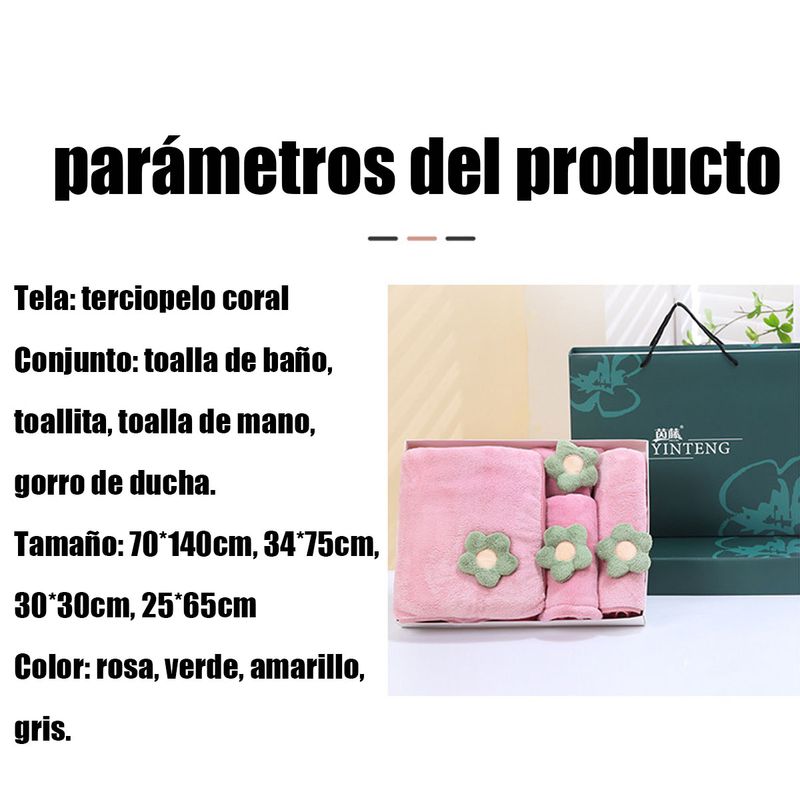 EDWINAYY - 4 Juego De Toallas De Baño Y Mano 100% Lana De Coral 500g