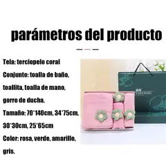 EDWINAYY - 4 Juego De Toallas De Baño Y Mano 100% Lana De Coral 500g