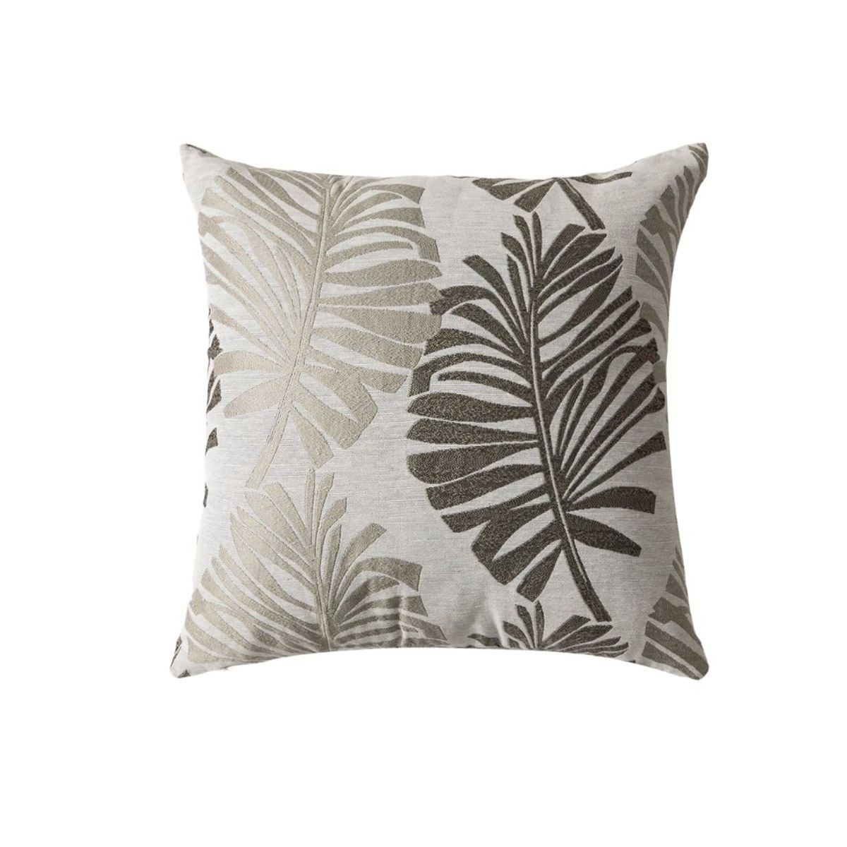 GENERICO - Pack 2 Cojín Funda Relleno Bordado 45 x 45 cm - Hojas Grises