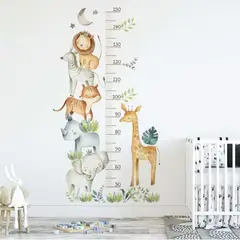 CREA TALLER - Elefante y animales medida de crecimiento vinilo dormitorio infantil
