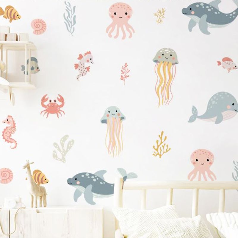 CREA TALLER - Medusa peces y cangrejo vinilo deco muro dormitorio infantil