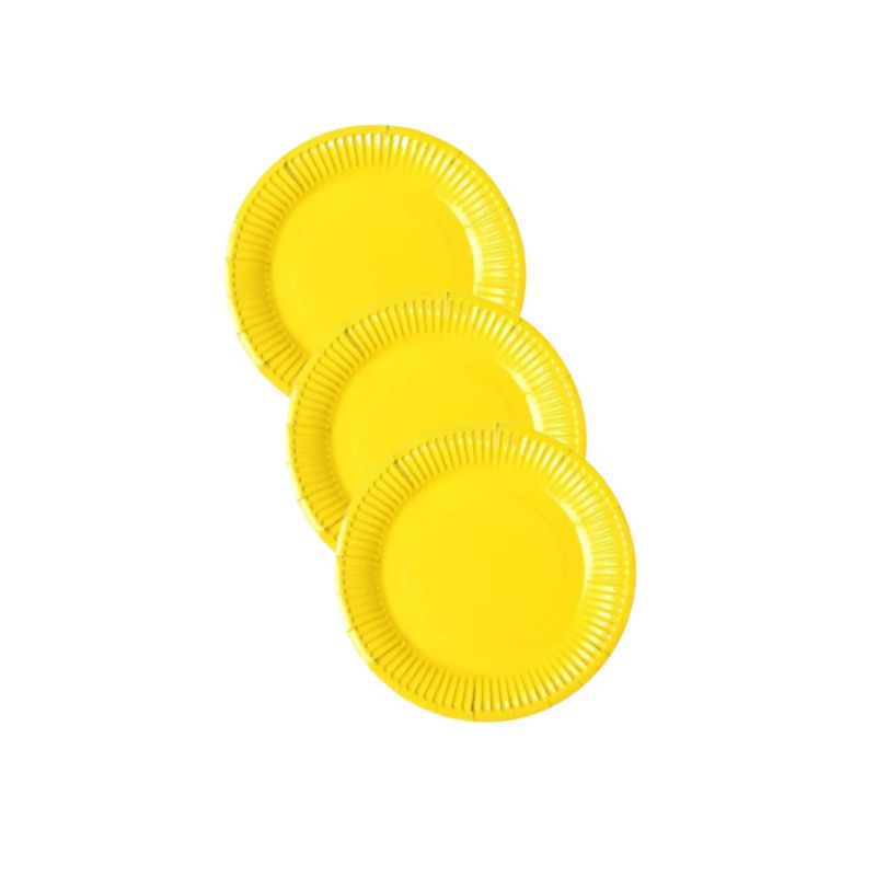 GENERICO - Pack 40 Platos Cartón 18 Cm Desechable Cumpleaños Torta Amarillo
