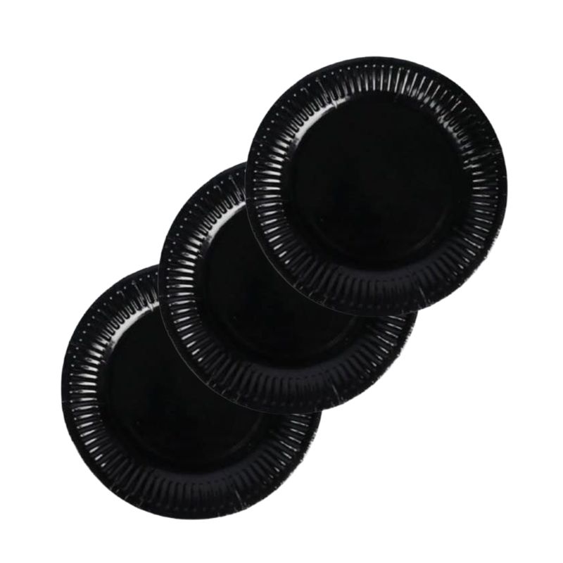GENERICO - Pack 40 Platos Cartón 18 Cm Desechable Cumpleaños Torta Negro