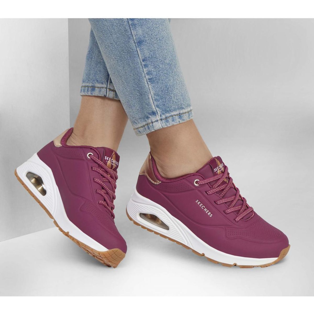 SKECHERS - Zapatillas Mujer Uno Shimmer Away Burdeo Skechers