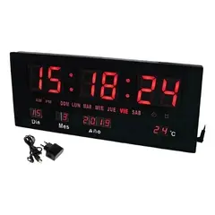LISM - Reloj Mural Digital Led Con Termómetro Y Alarma Melodías Estructura