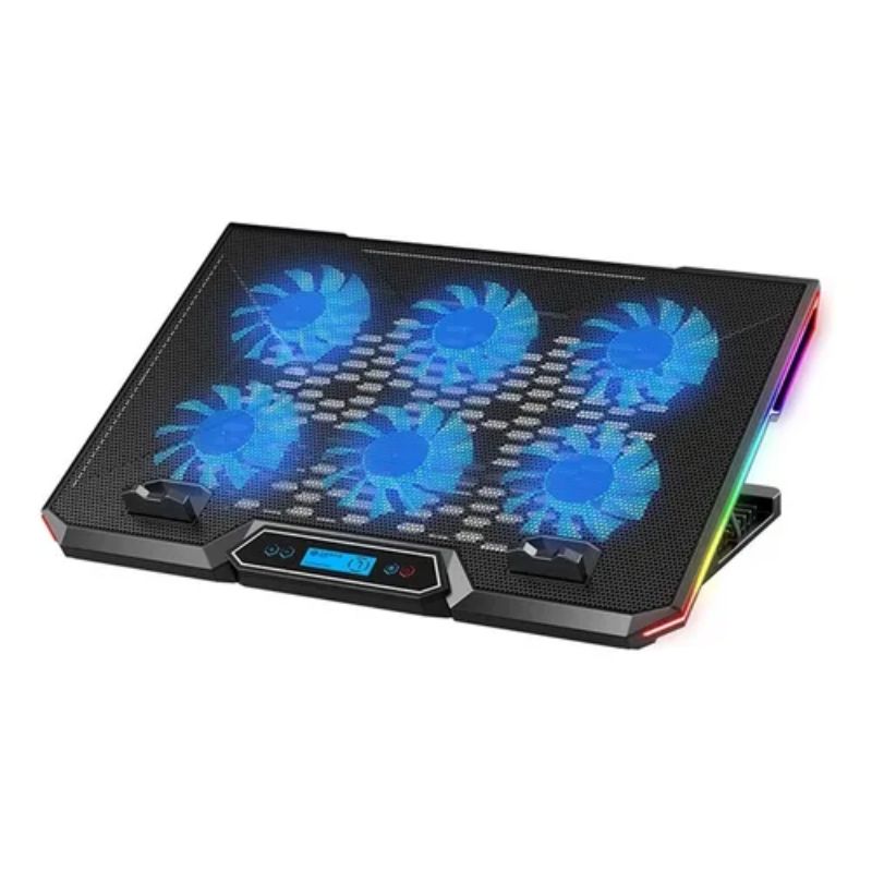 GENERICO - Base Ventilador Enfriador Notebook 6 Fans Lcd Rgb Hasta 17