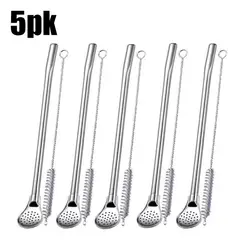 EDWINAYY - 5 Bombillas Metálicas + 5 Cepillo Reutilizable Ecológico