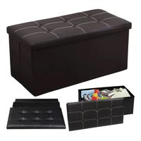 Banqueta Baul Puff Sillon Organizador Plegable 76x38cm Negro