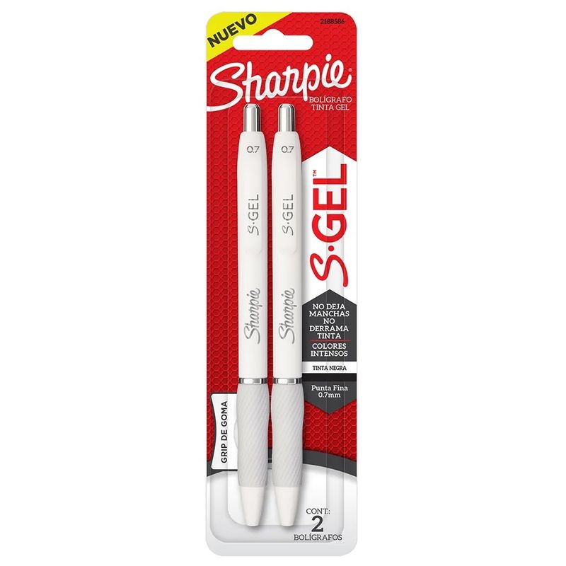 SHARPIE - Sharpie 2 Bolígrafos Gel 07mm Punta Fina Tinta Negra - Blanc