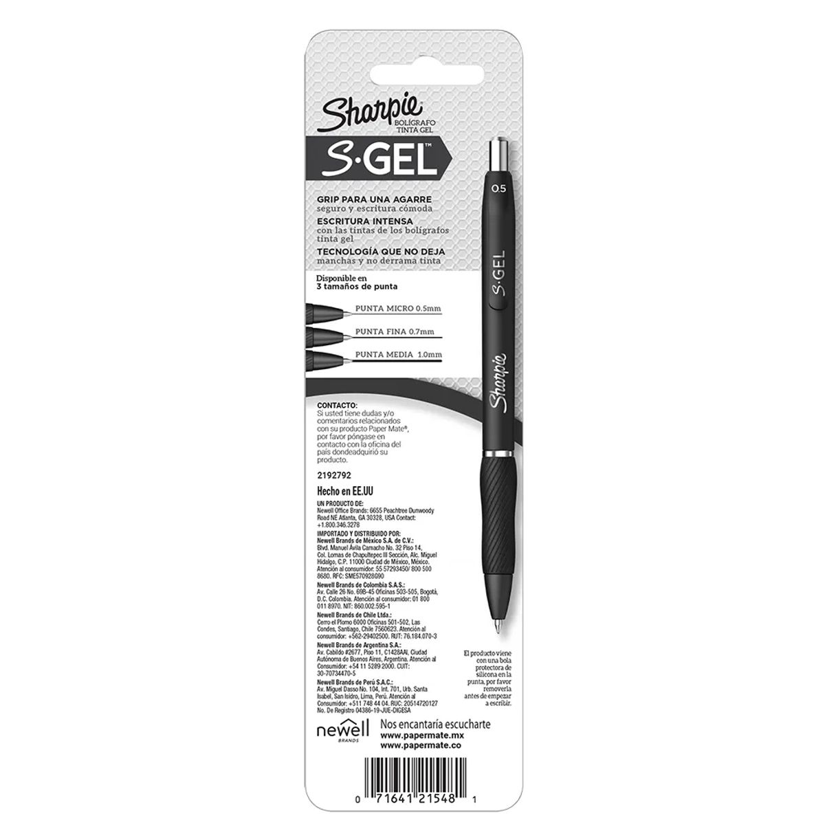 SHARPIE - Sharpie 2 Bolígrafos Gel 07mm Punta Fina Tinta Negra - Blanc