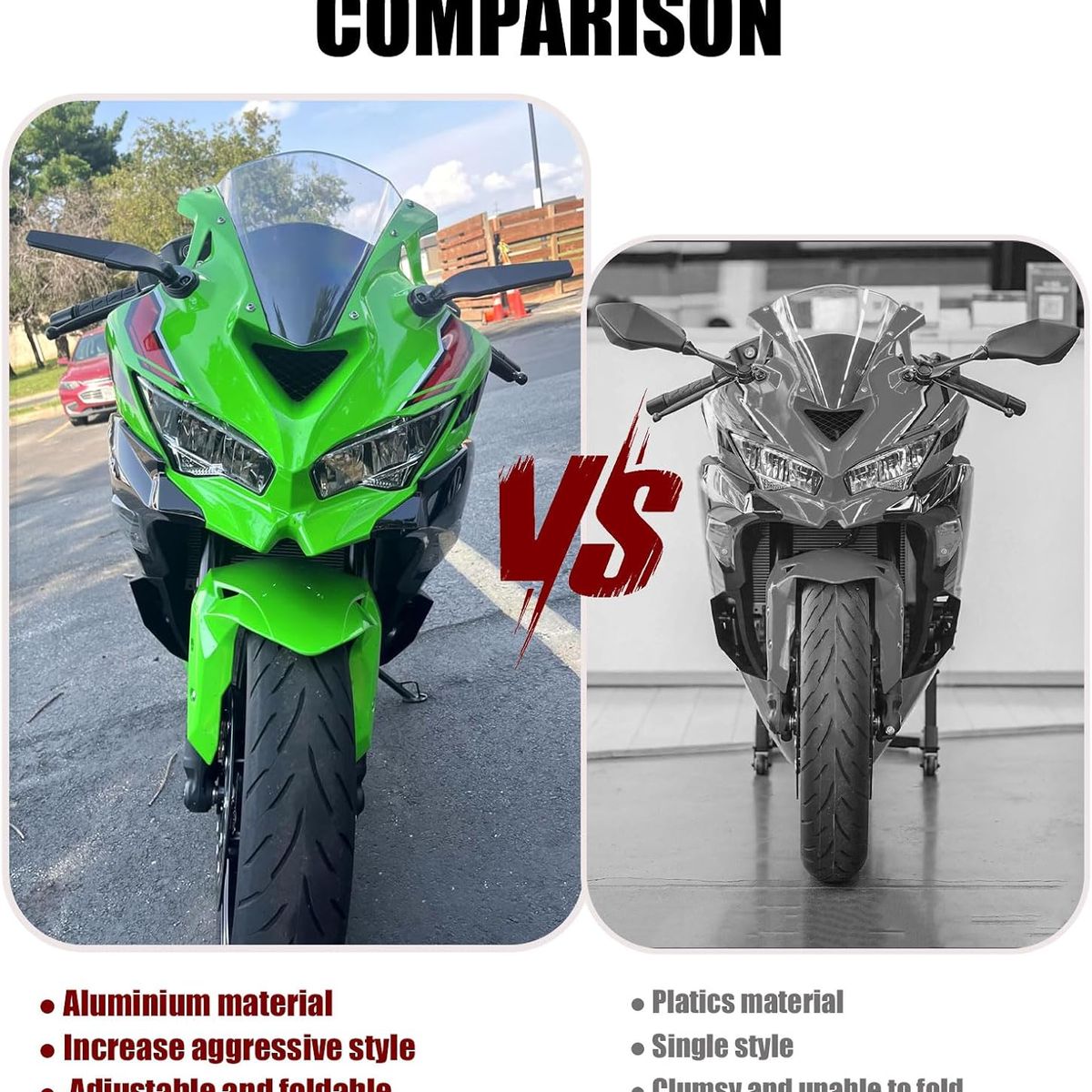 KUANGYE - Set De Espejo Alerón P Moto Deportivas P Carenado