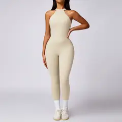 TIOZONEY - Enterito deportivo Mujer-Beige