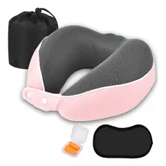 EVERSO - Almohada De Cuello Para Viaje Trabajo Con Bolsa Rosa