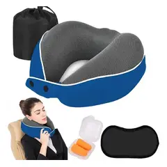 EVERSO - Almohada De Cuello Para Viaje Trabajo Con Bolsa Azul oscuro