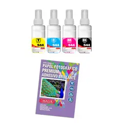 MALIK - Papel Adhesivo Glossy 135gm50hjs+4 Tintas para Epsn L121