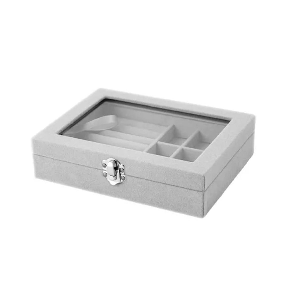 GENERICO - Cosmetiquero Caja Organizador de Joyas Portatil Gris
