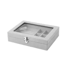 GENERICO - Cosmetiquero Caja Organizador de Joyas Portatil Gris