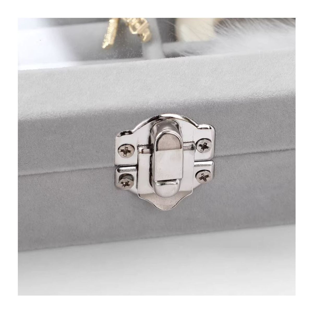 GENERICO - Cosmetiquero Caja Organizador de Joyas Portatil Gris